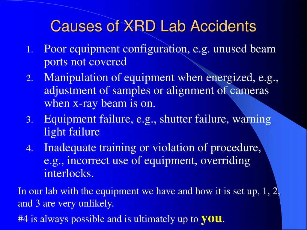 causes of xrd lab accidents