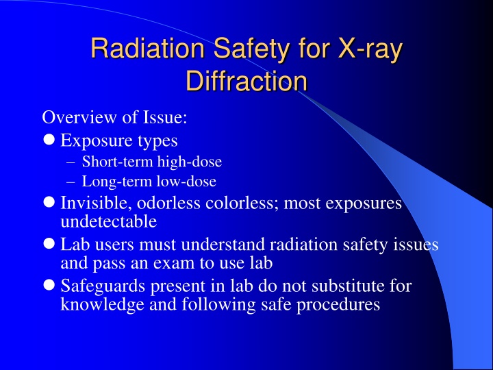 radiation safety for x ray diffraction overview