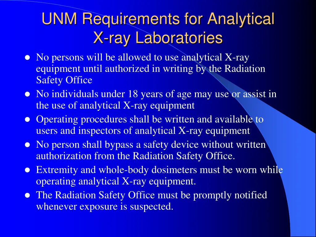 unm requirements for analytical x ray laboratories