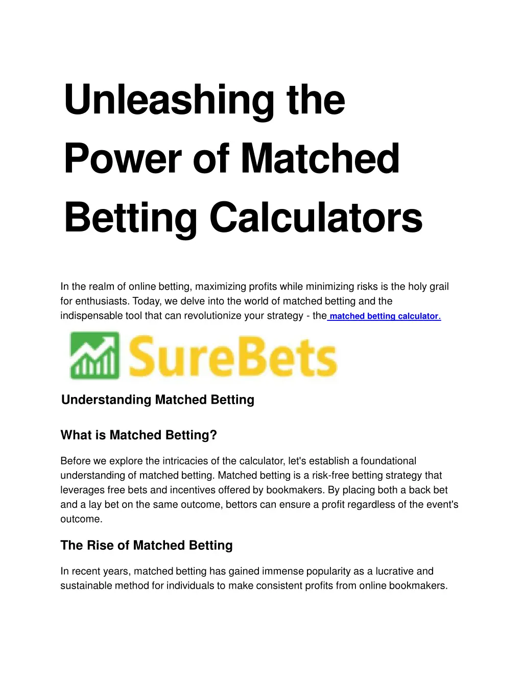 unleashing the power of matched betting