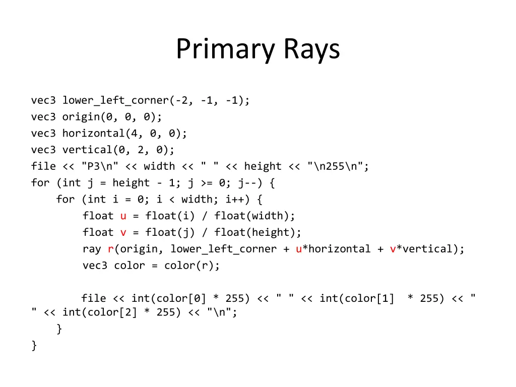 primary rays