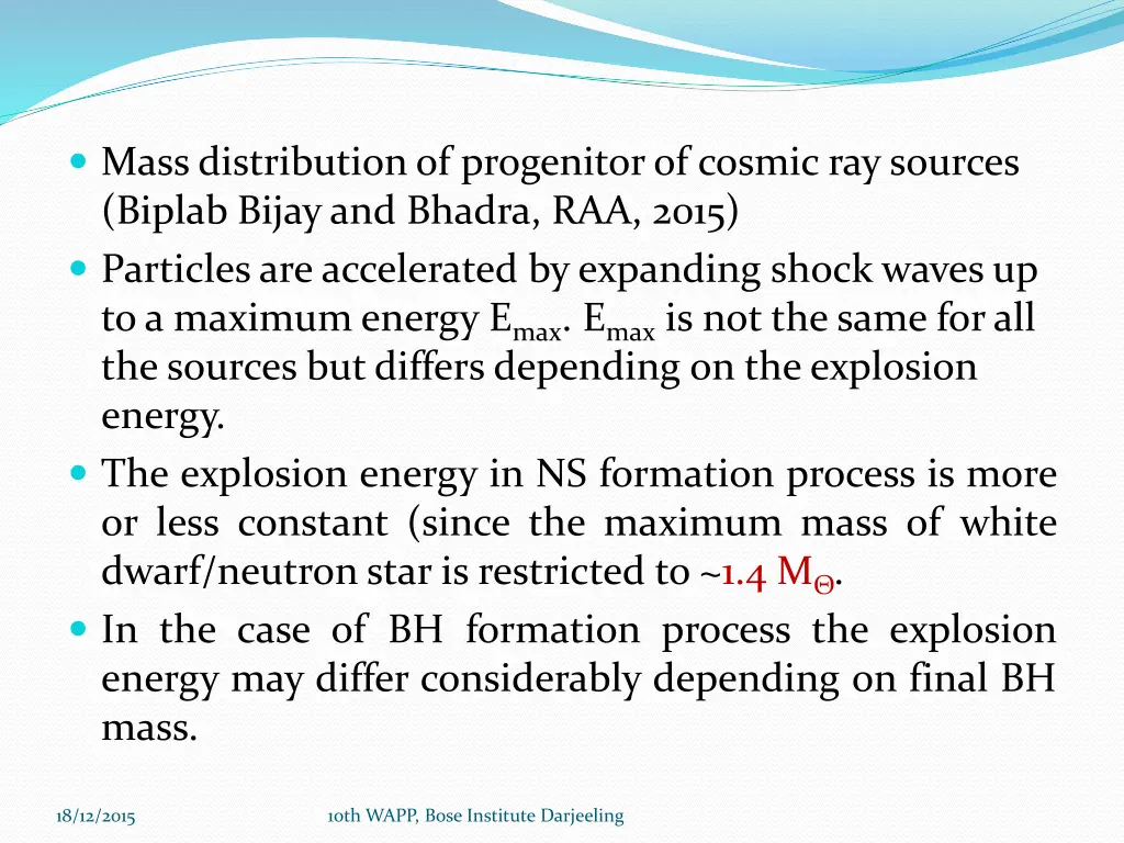 mass distribution of progenitor of cosmic