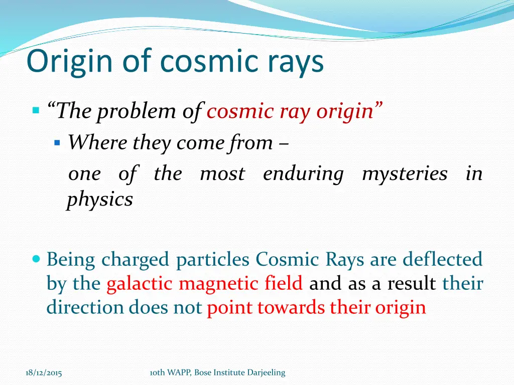 origin of cosmic rays