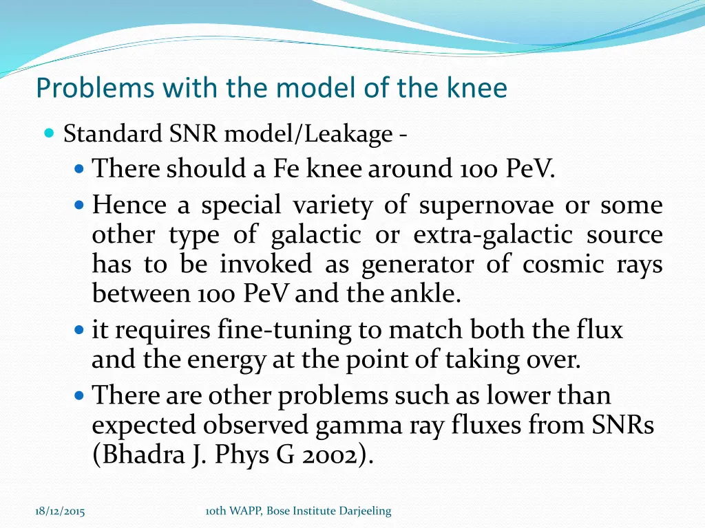 problems with the model of the knee