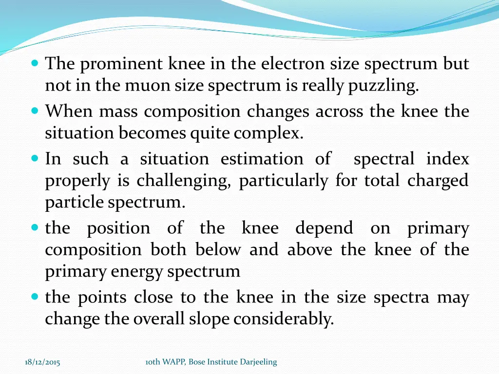 the prominent knee in the electron size spectrum