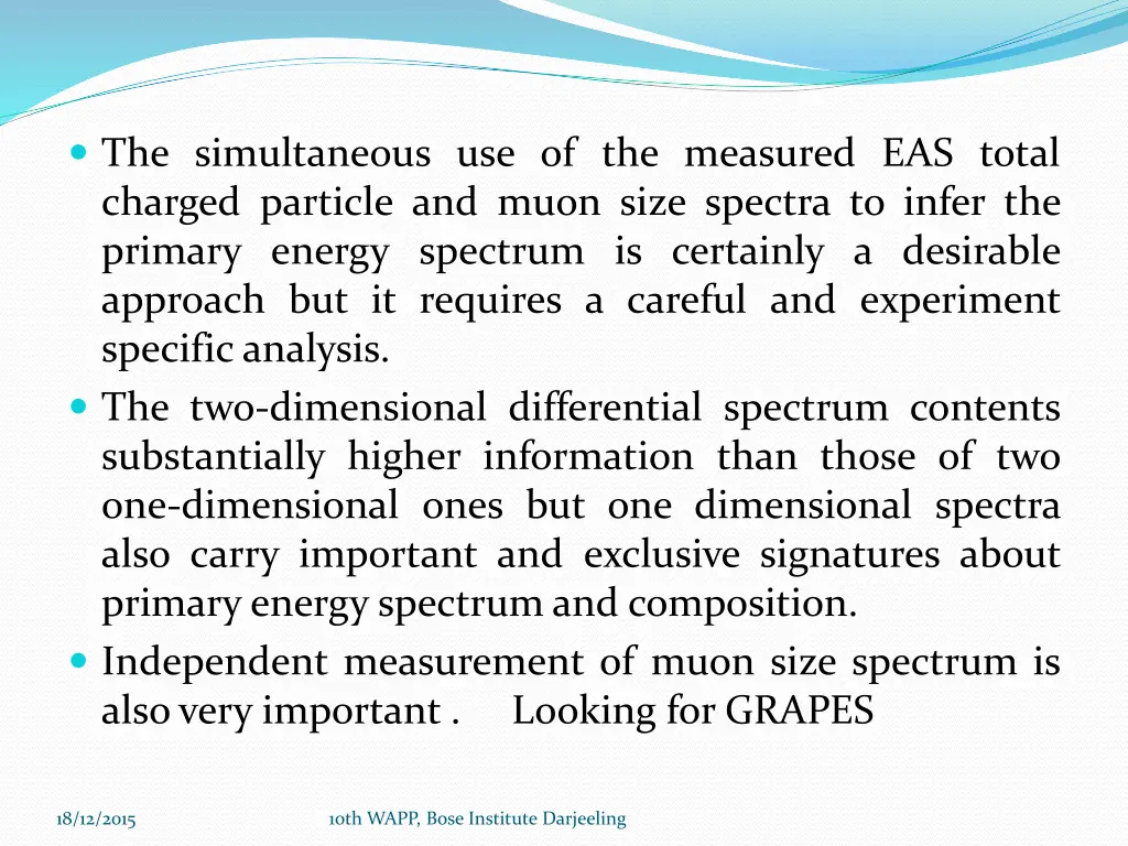 the simultaneous use of the measured eas total