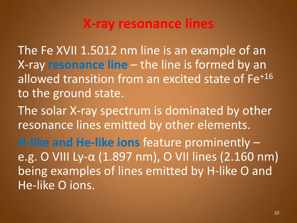 x ray resonance lines