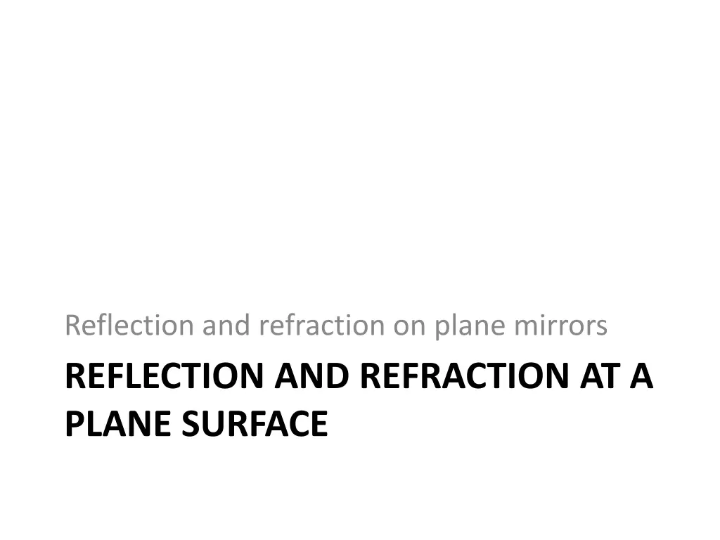 reflection and refraction on plane mirrors