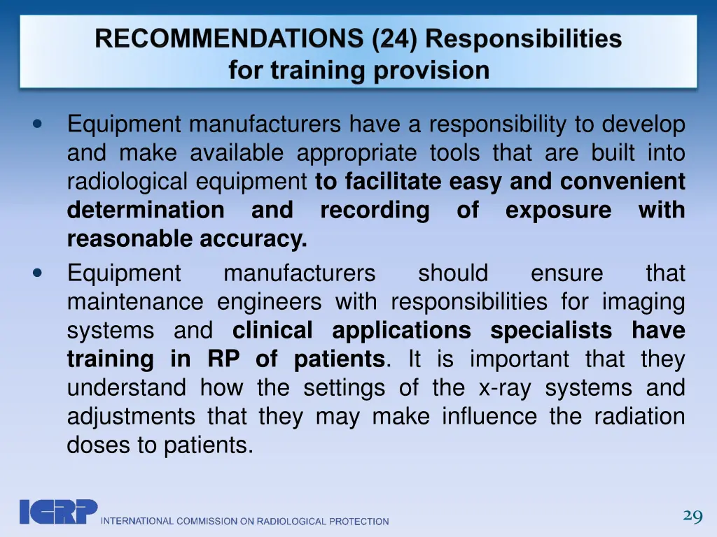 equipment manufacturers have a responsibility