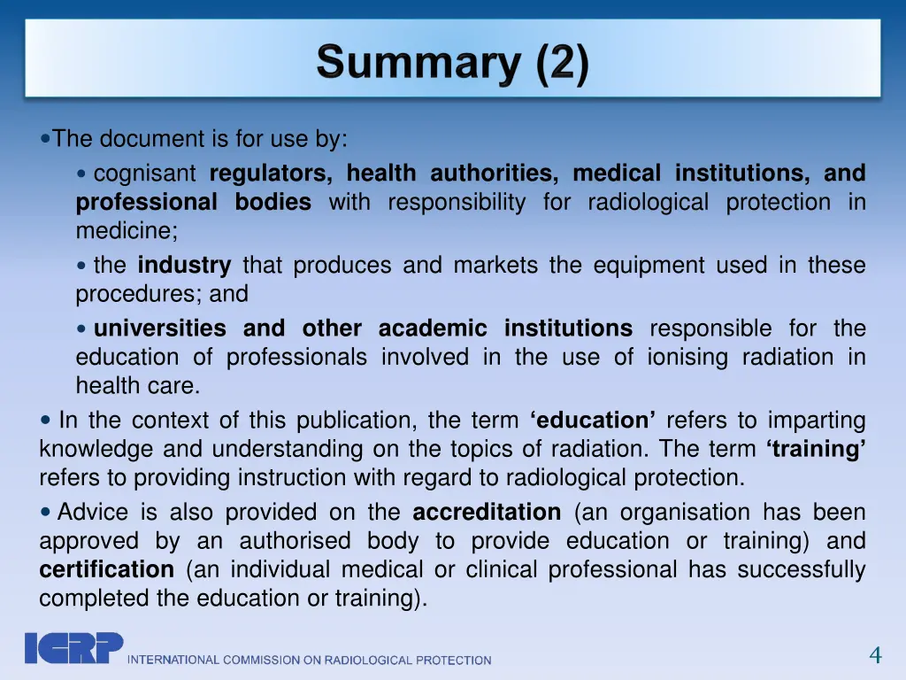 the document is for use by cognisant regulators