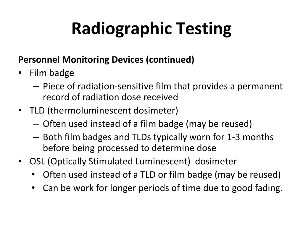 radiographic testing 34