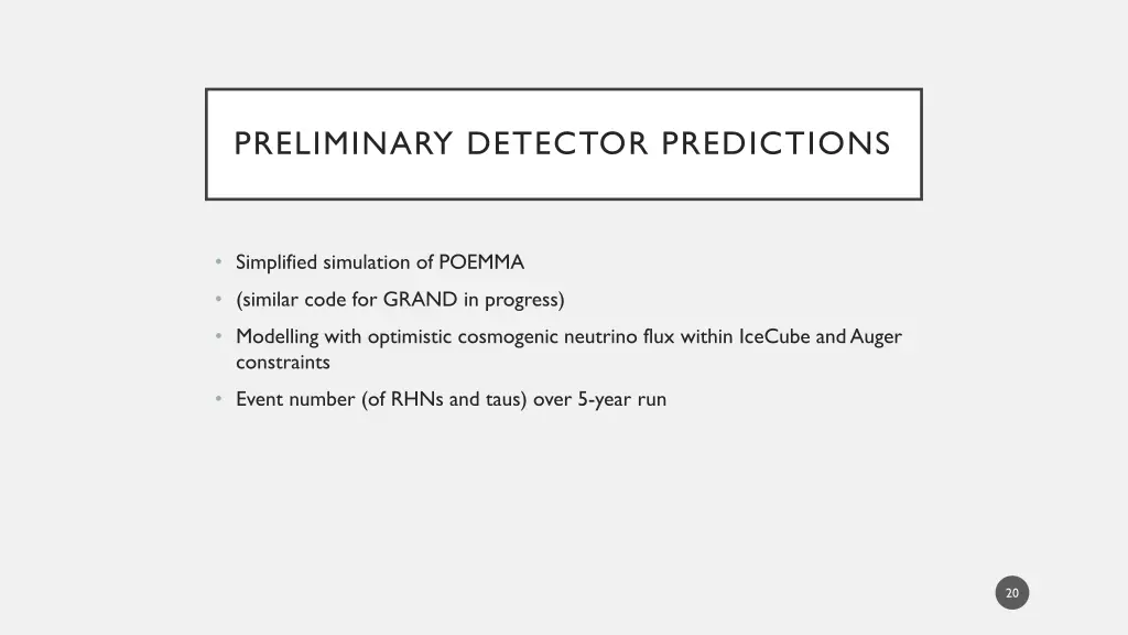 preliminary detector predictions