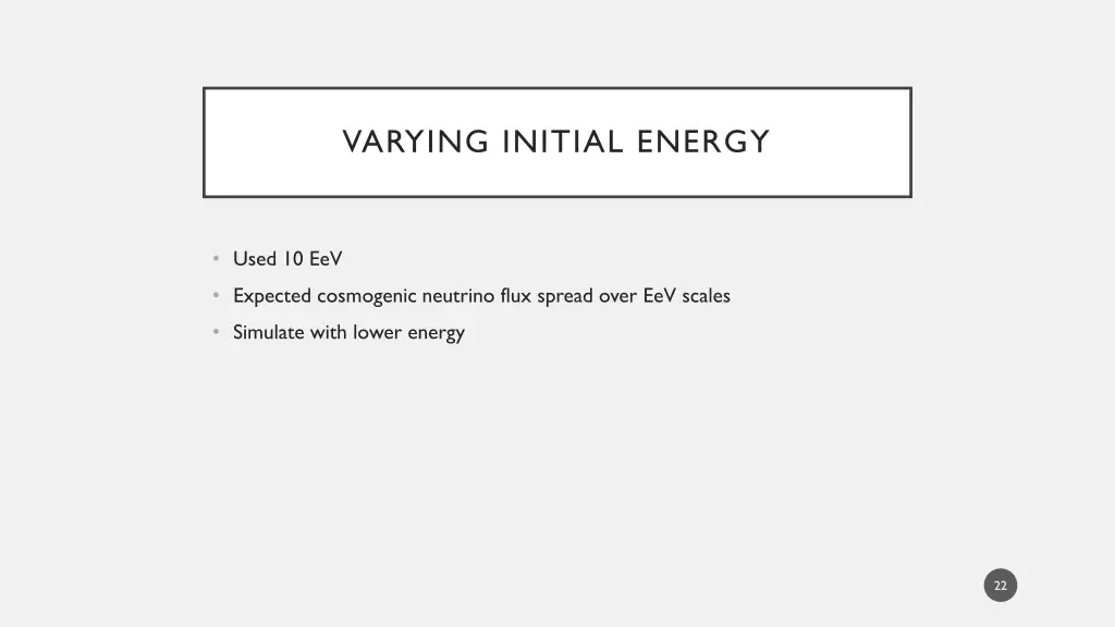 varying initial energy