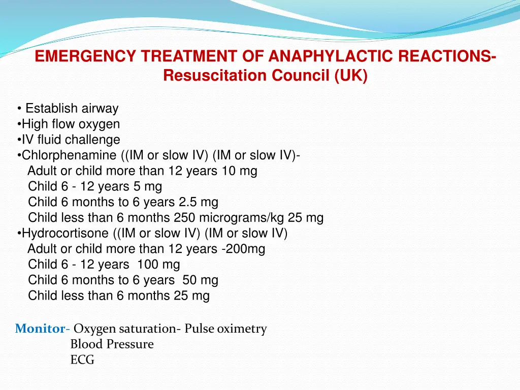 emergency treatment of anaphylactic reactions