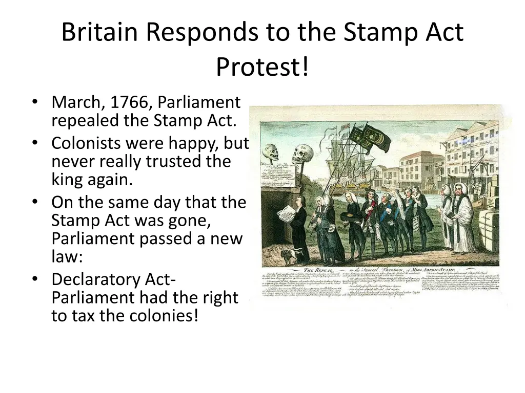 britain responds to the stamp act protest march