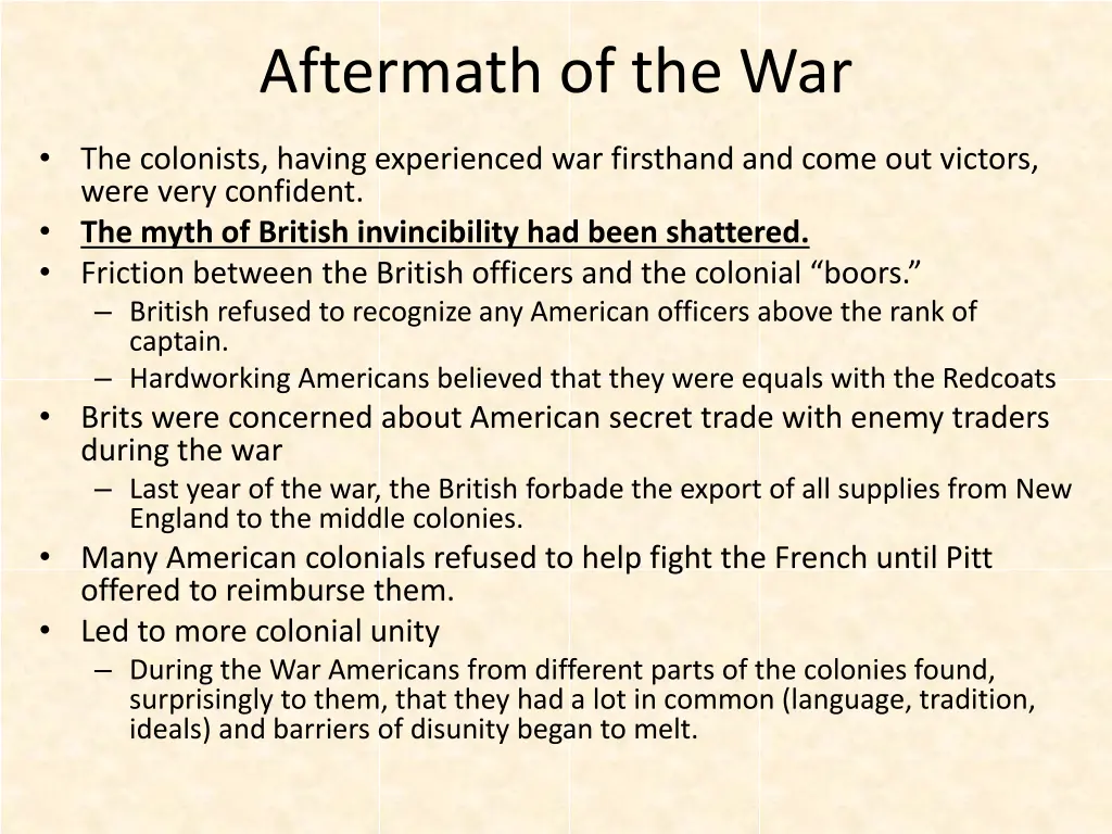 aftermath of the war