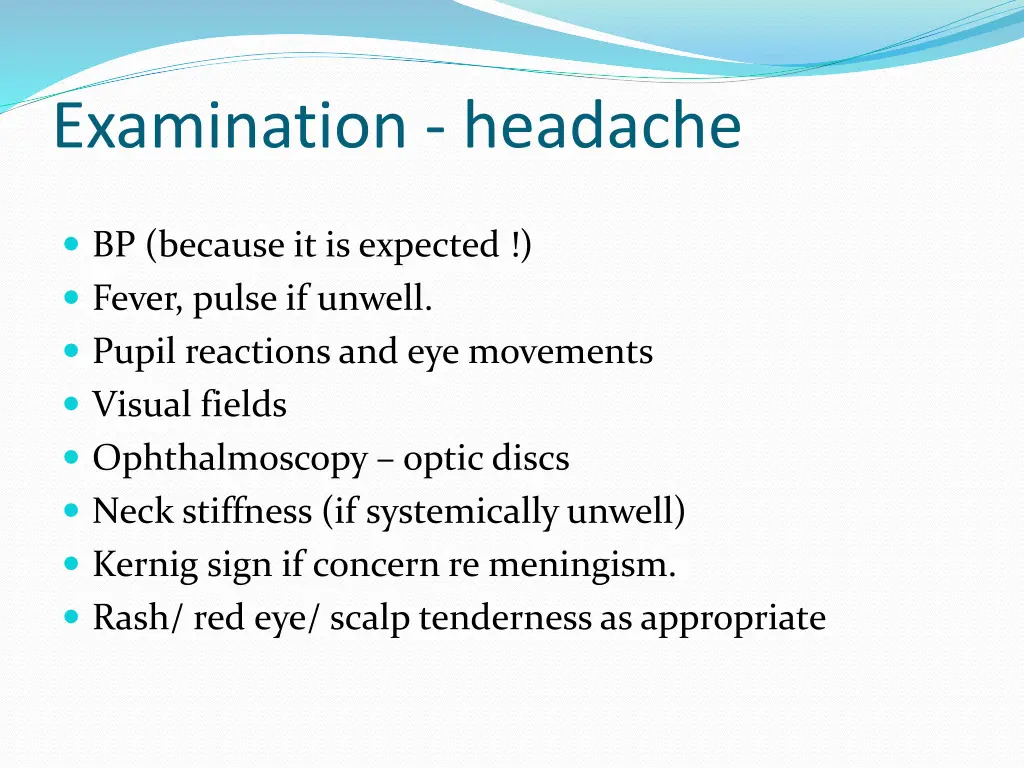 examination headache