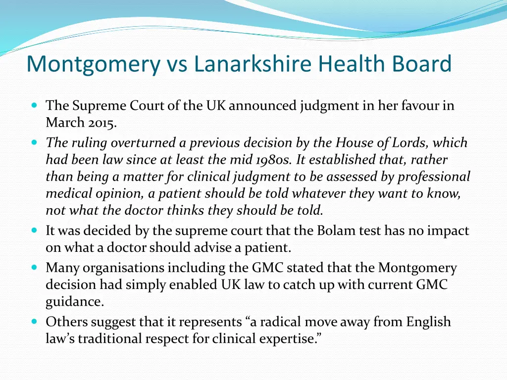 montgomery vs lanarkshire health board