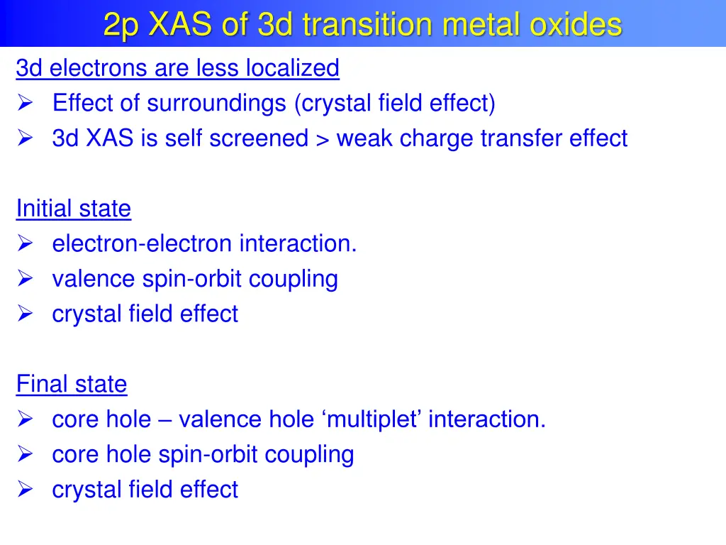 2p xas of 3d transition metal oxides 3d electrons