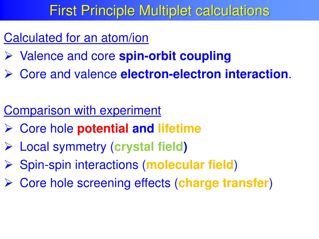 first principle multiplet calculations