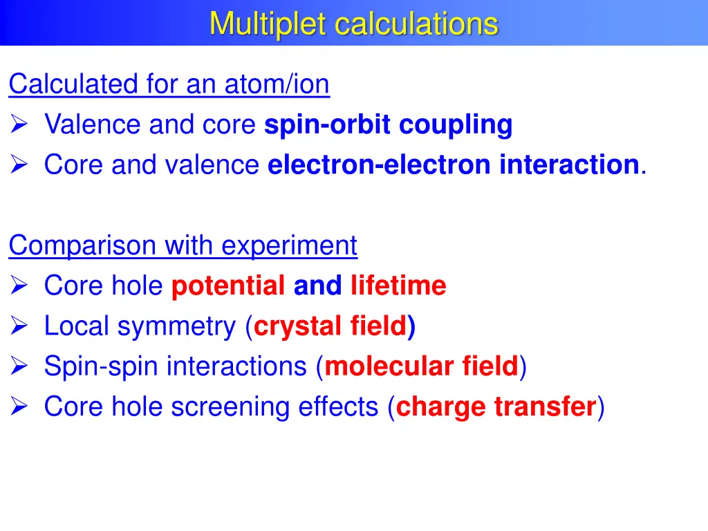 multiplet calculations 2