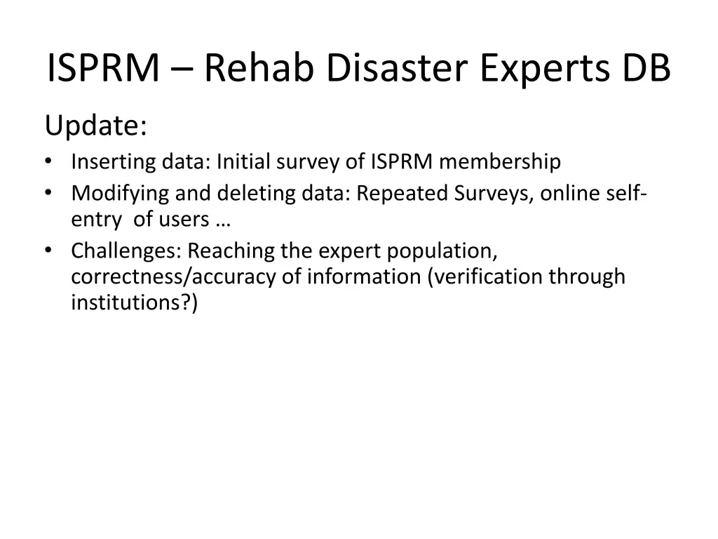 isprm rehab disaster experts db 6