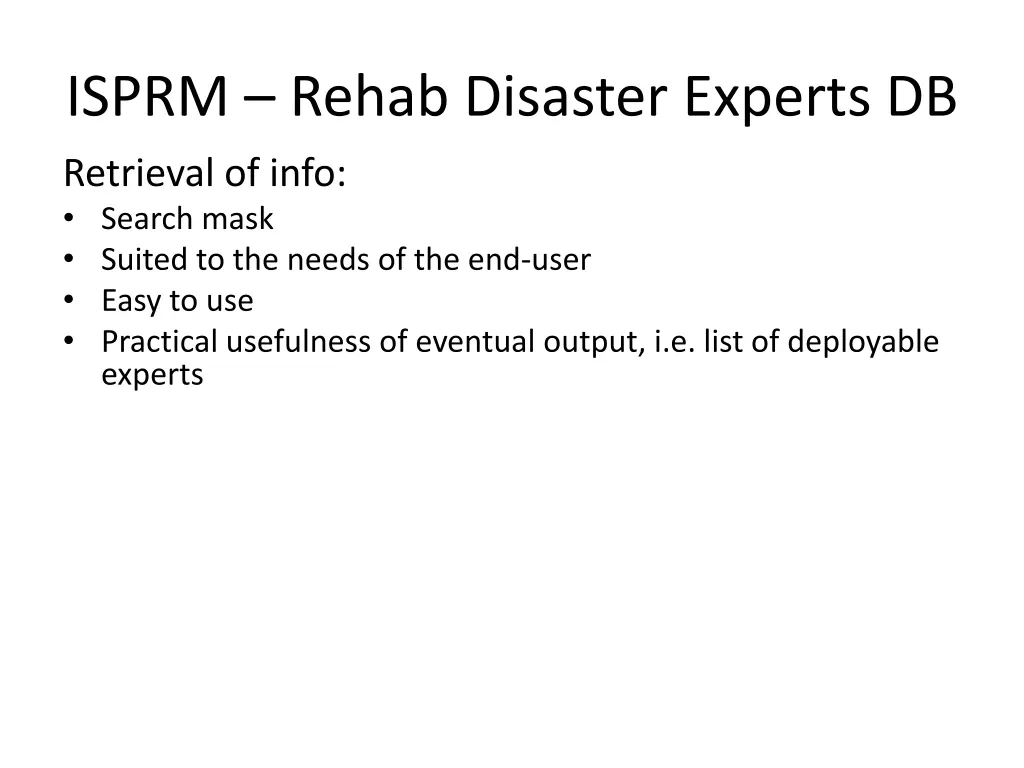 isprm rehab disaster experts db 7