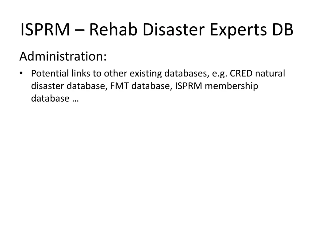 isprm rehab disaster experts db 9