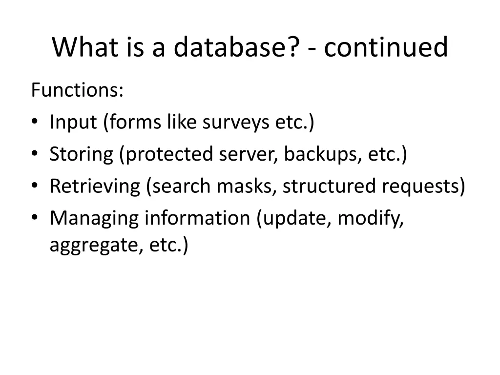 what is a database continued