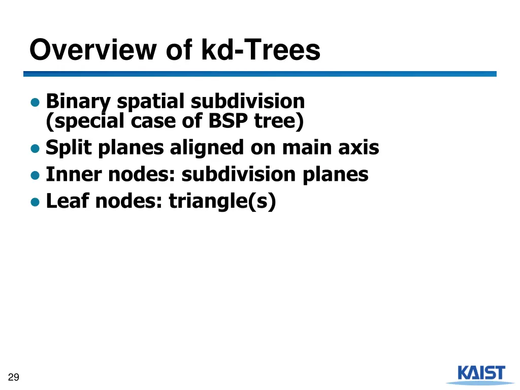 overview of kd trees