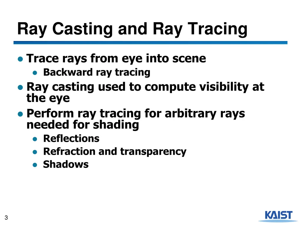 ray casting and ray tracing