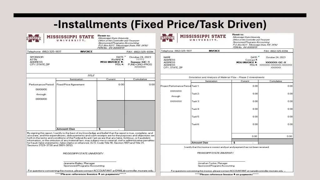 installments fixed price task driven