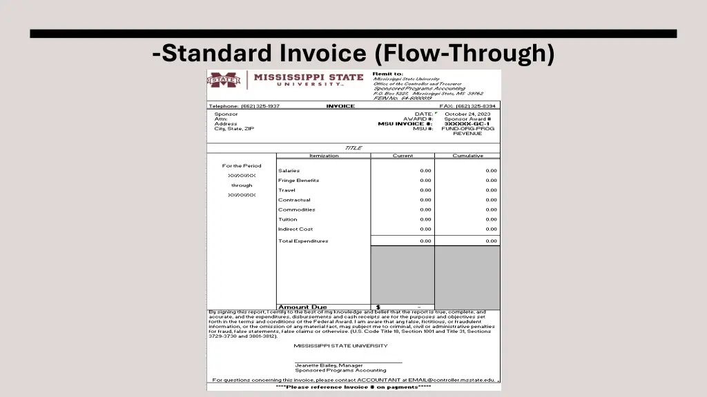 standard invoice flow through