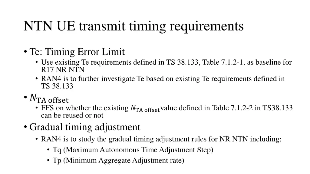 ntn ue transmit timing requirements