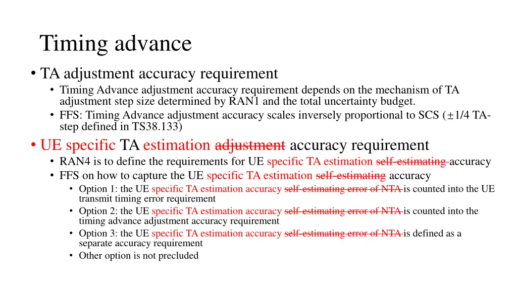 timing advance ta adjustment accuracy requirement