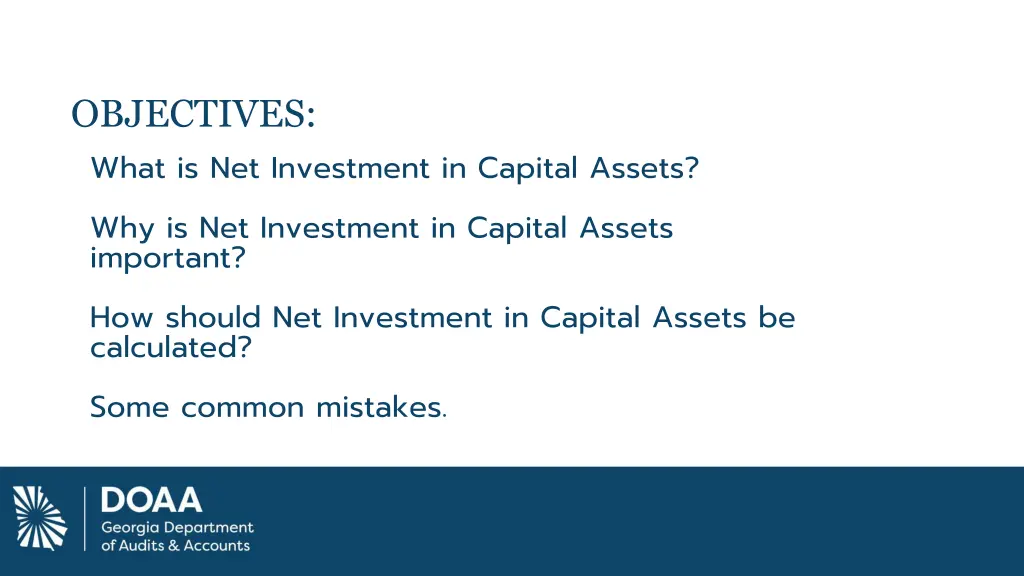 objectives what is net investment in capital