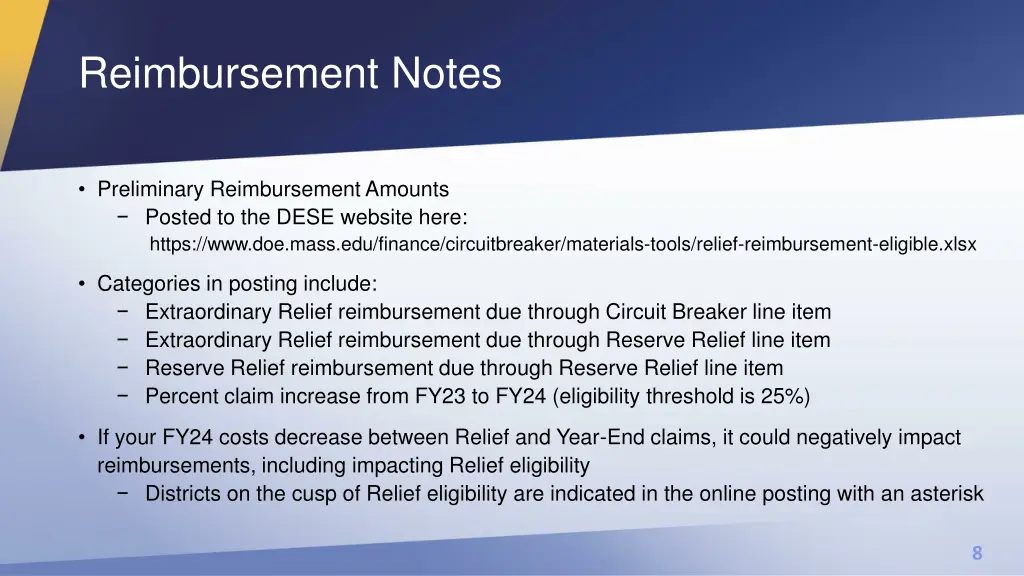 reimbursement notes