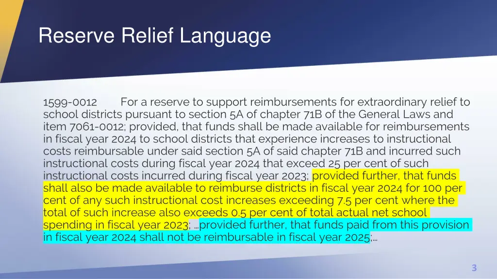 reserve relief language