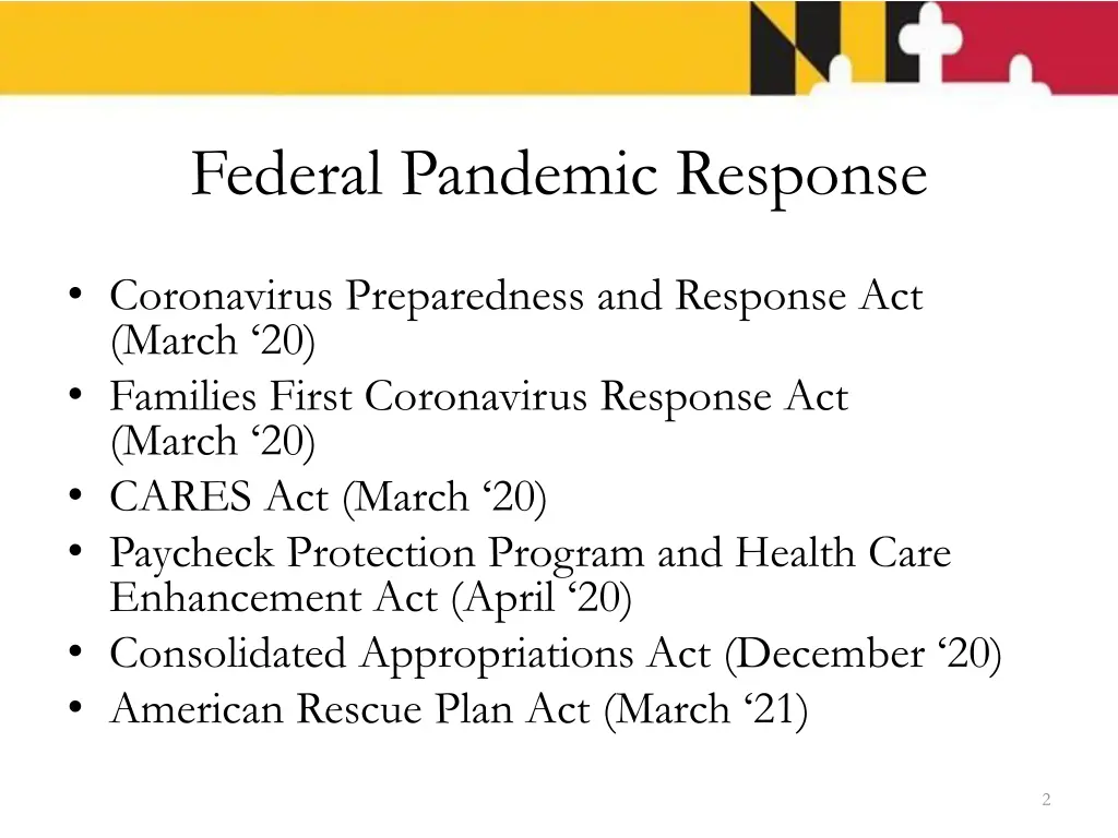 federal pandemic response