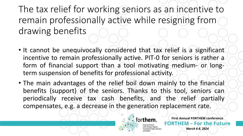 the tax relief for working seniors