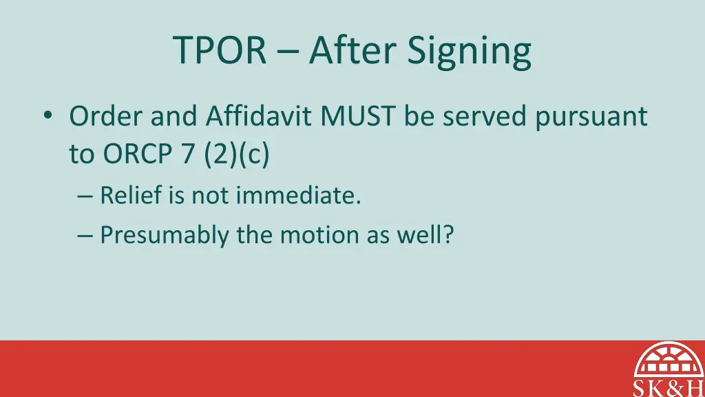 tpor after signing