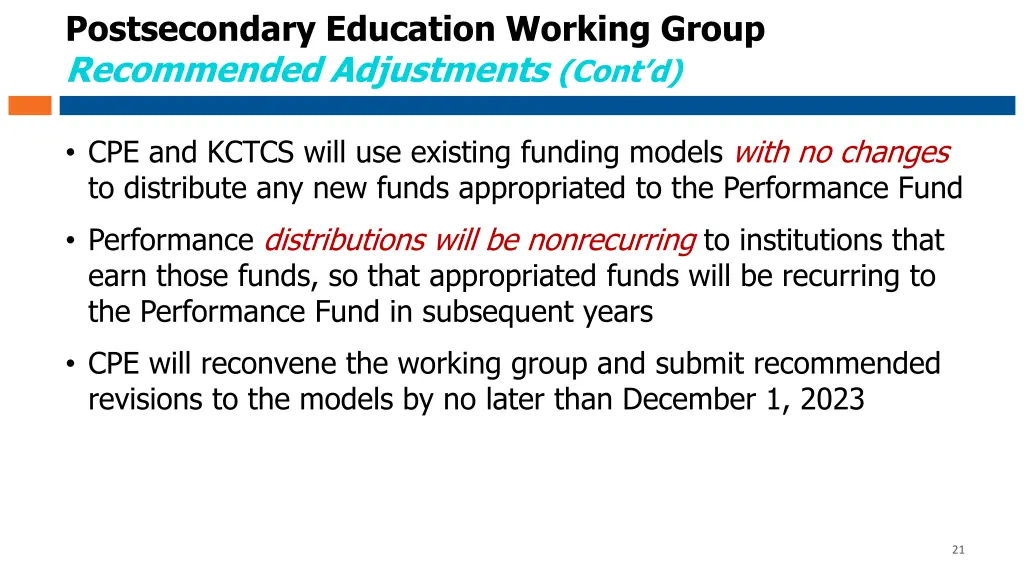 postsecondary education working group recommended 1