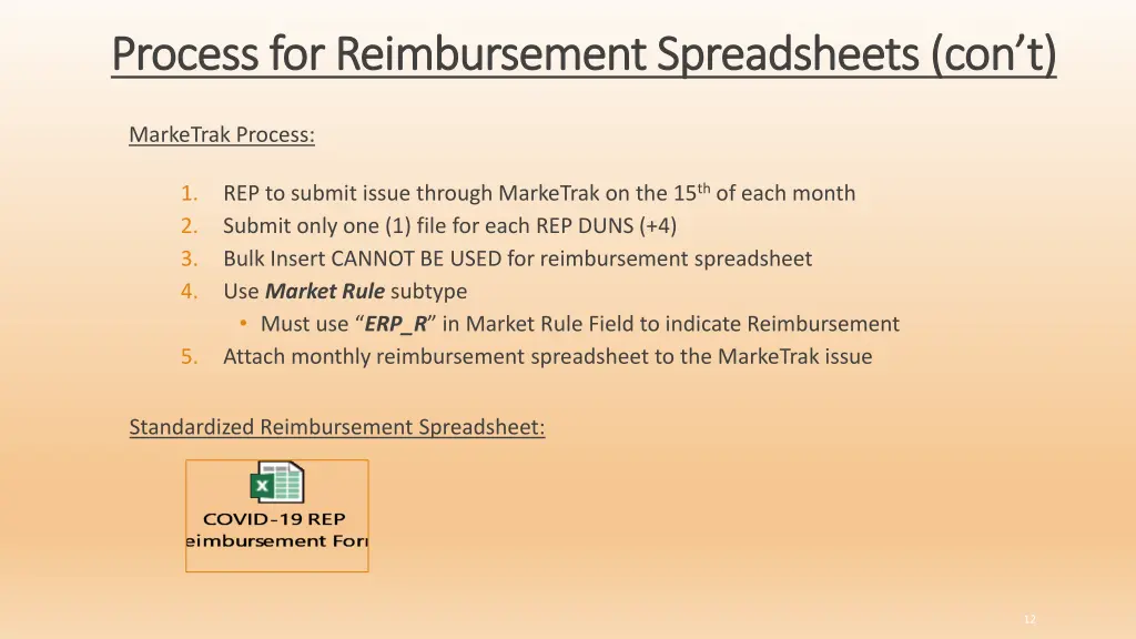 process for reimbursement spreadsheets process 2