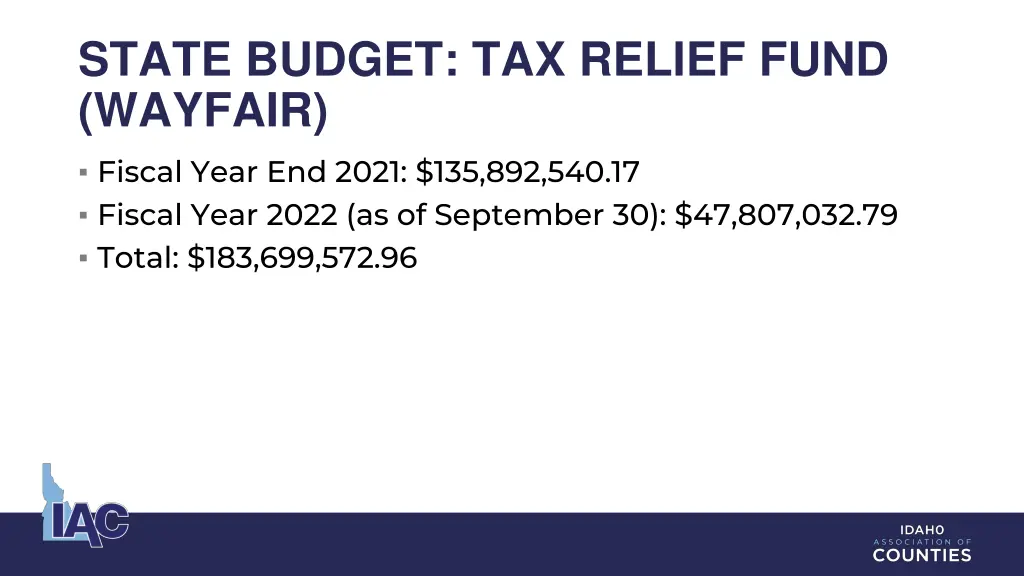 state budget tax relief fund wayfair