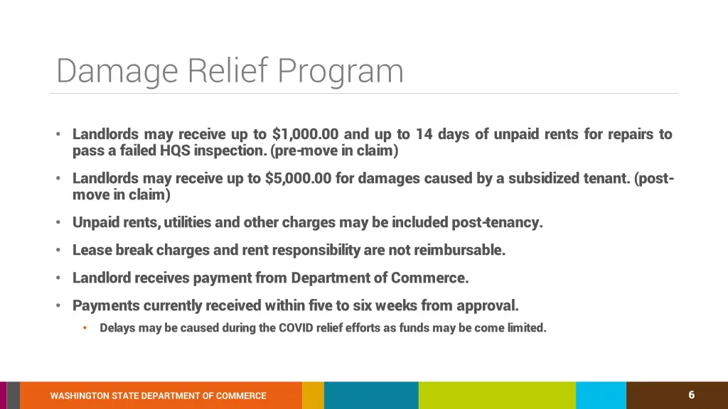 damage relief program