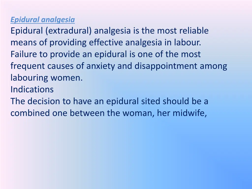 epidural analgesia epidural extradural analgesia