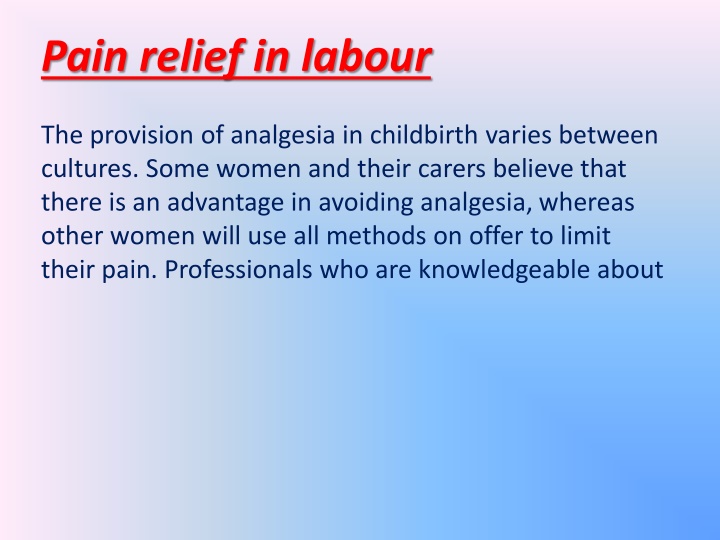 pain relief in labour