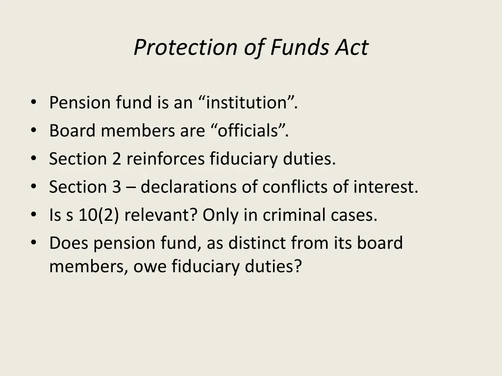 protection of funds act