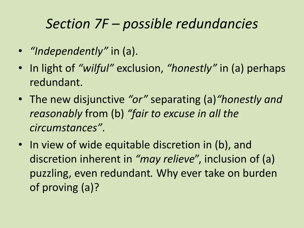 section 7f possible redundancies