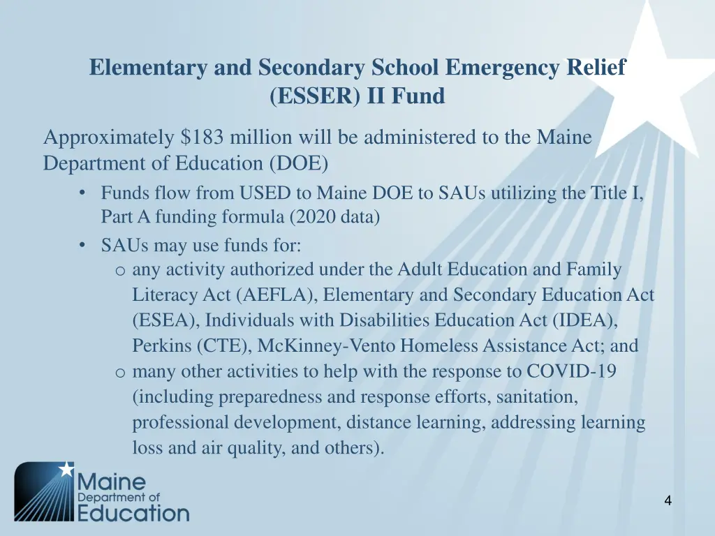 elementary and secondary school emergency relief